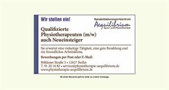 Desktop Screenshot of physiotherapie-aequilibrium.de