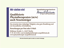 Tablet Screenshot of physiotherapie-aequilibrium.de